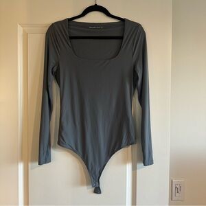 Abercrombie & Fitch Charcoal Long Sleeve Bodysuit